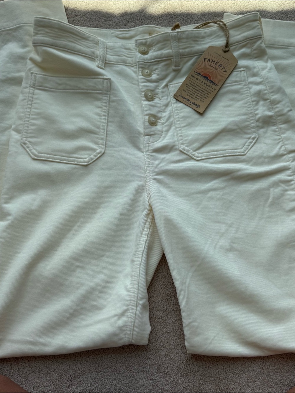 Faherty Cream High-Rise Button-Fly Women’s Stretch Corduroy 29   (32)